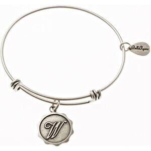Bella Ryann W Adjustable Expandable silver tone Wire Bangle Bracelet Initial